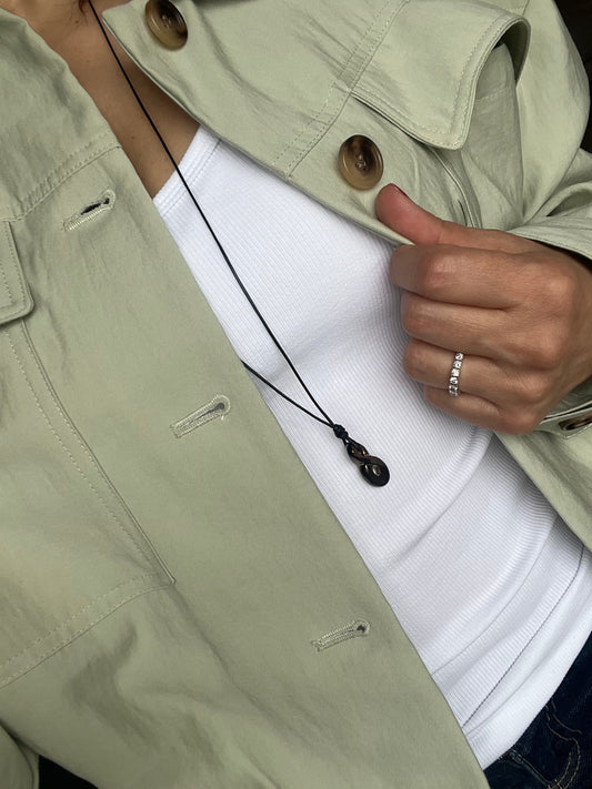 Infinity Swarovski Crystal Cord Necklace Adjustable Minimalist Pendant