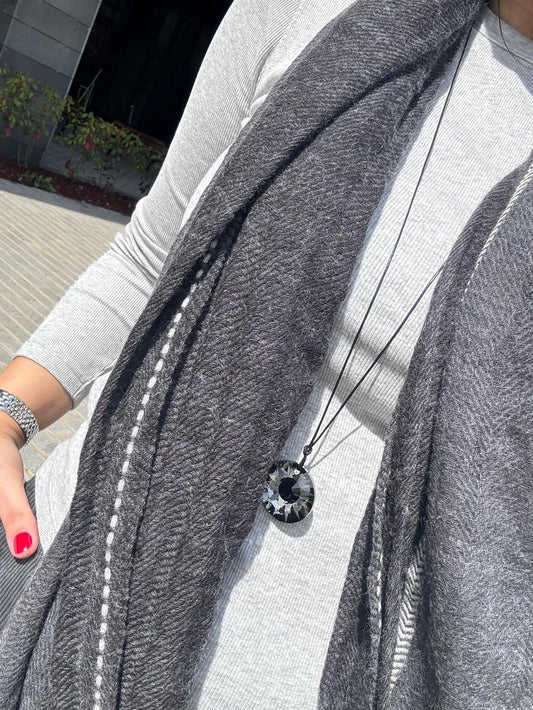 Sun Swarovski Crystal Cord Necklace Adjustable Minimalist Pendant